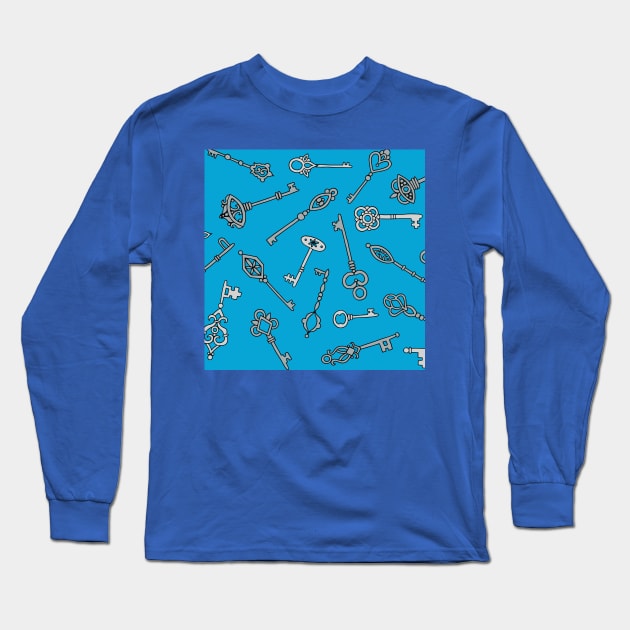 Skeleton Keys Blue Palette Long Sleeve T-Shirt by HLeslie Design